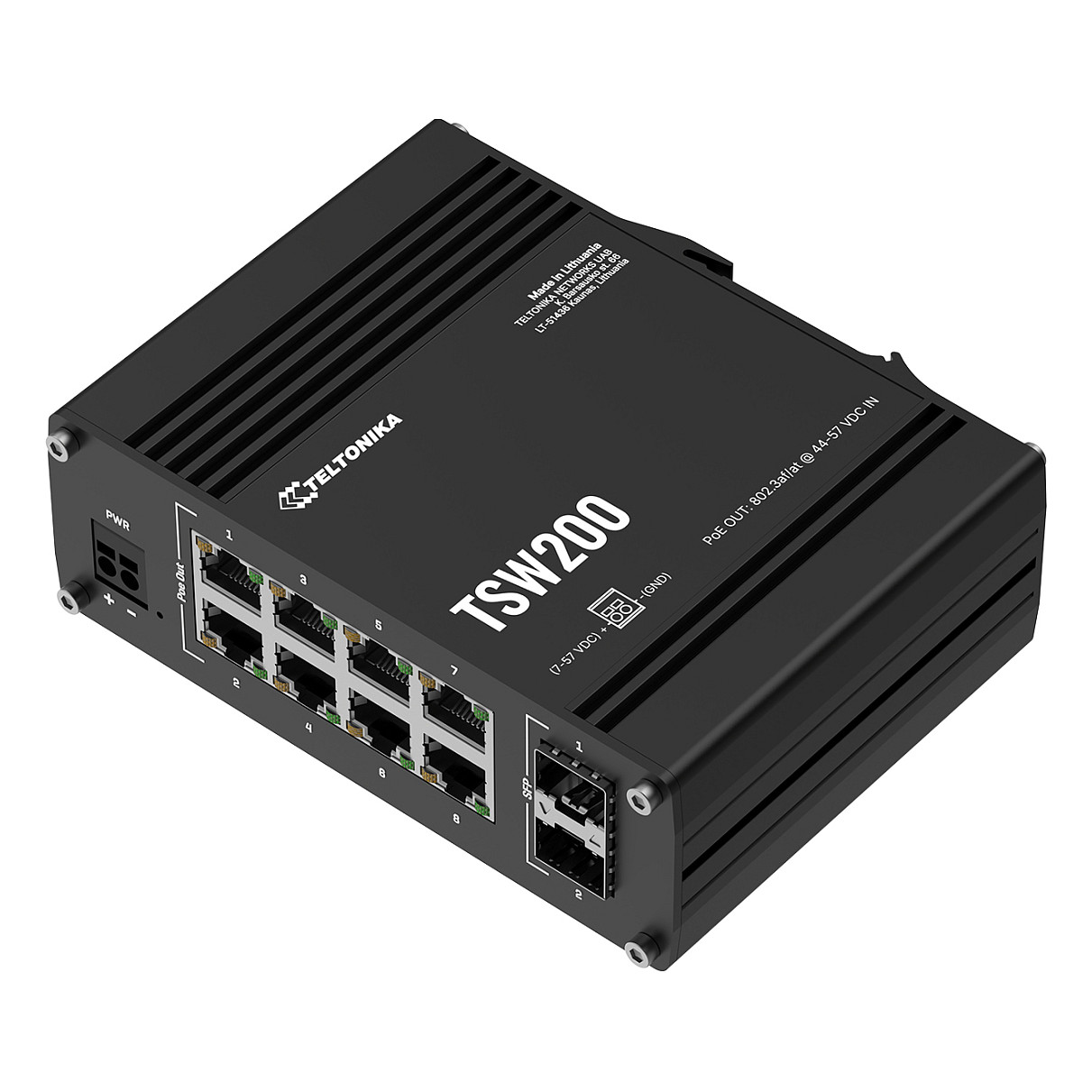 Teltonika TSW200 Industrial PoE Switch 8 Port Gigabit + 2 SFP | Unmanaged | 240W - Figura 3