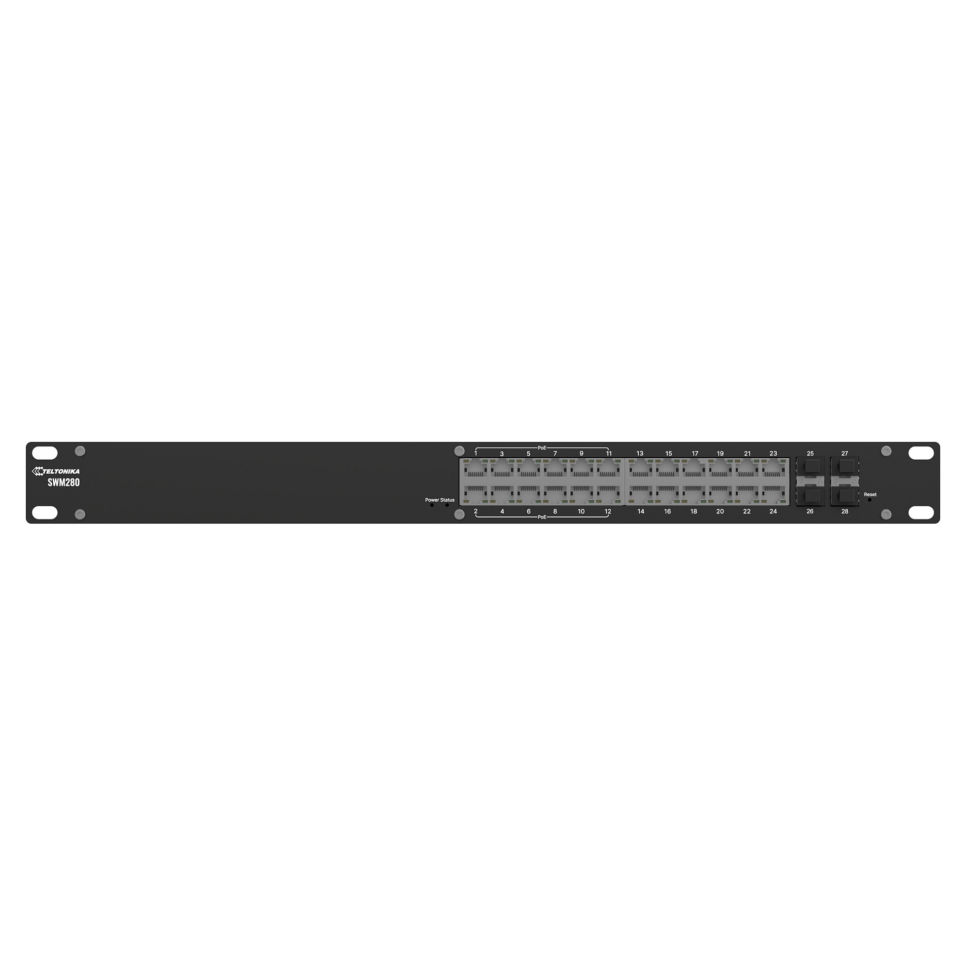 Teltonika SWM280 L2+ Managed PoE Switch 24 Port | 12x PoE + 4x SFP | 300W | 19" Rack - Figura 2