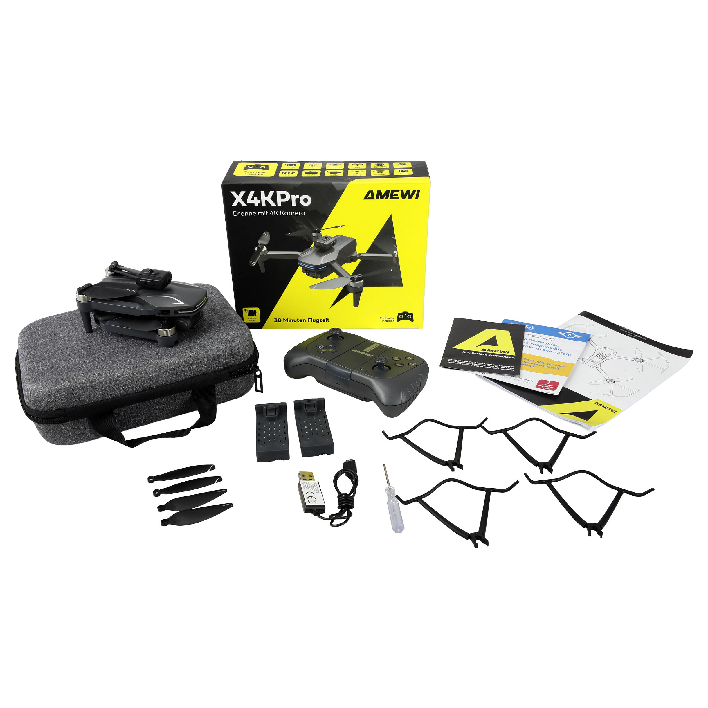 Lodër Dron Amewi AMXFlight X4KPro me kamera - Gri - Figura 3