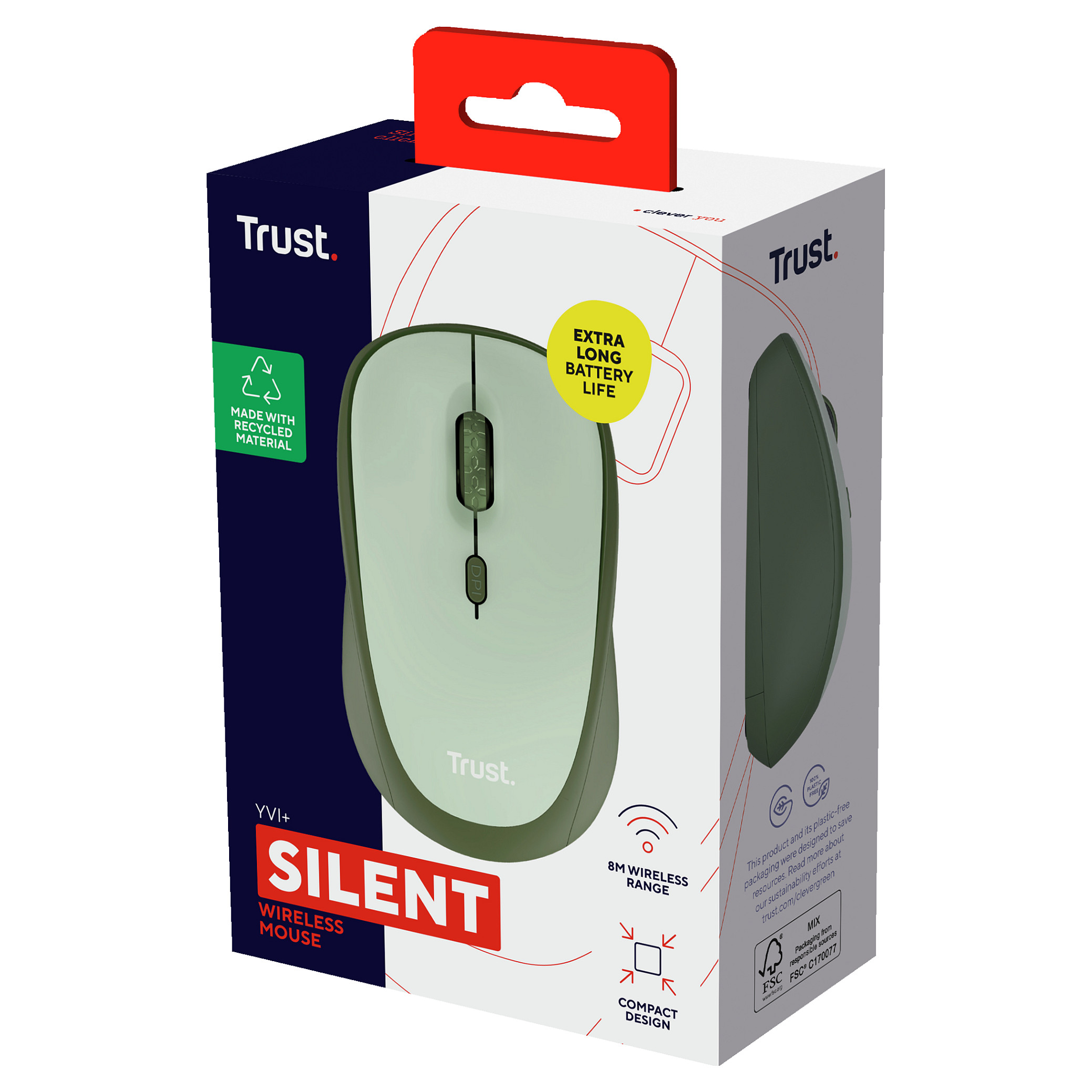 Maus pa kabllo Trust Yvi+ Silent 1600 DPI -Gjelbër - Figura 5