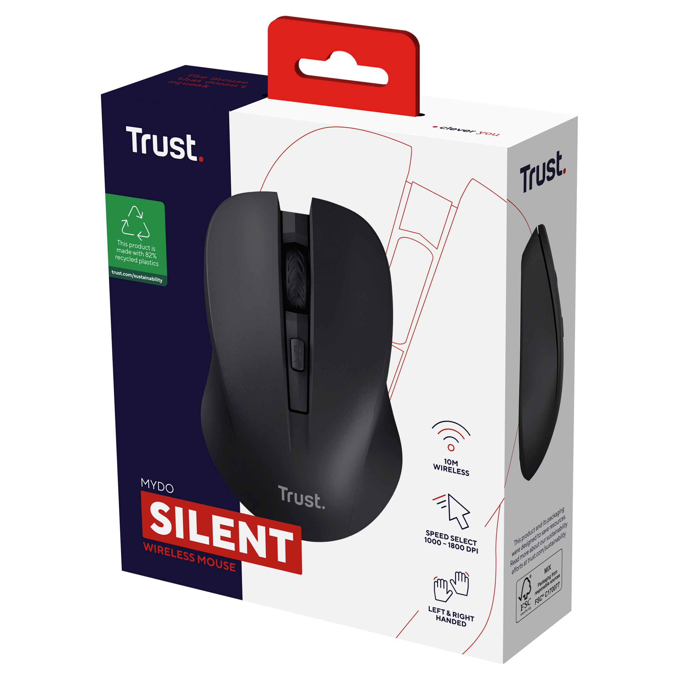 Maus pa kabllo Trust Mydo / Silent Optical - Zezë - Figura 5