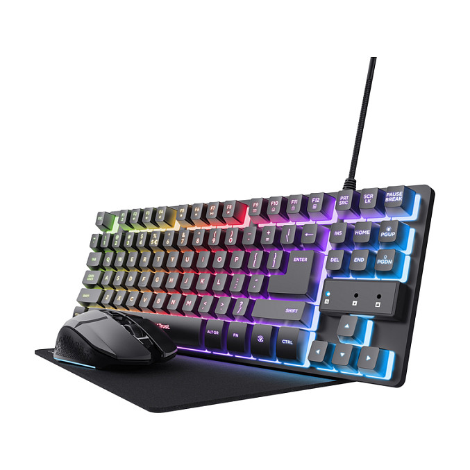 Set Gaming Trust GXT794 / 3‑in‑1 / Tastierë + Maus + Mauspad - Zezë