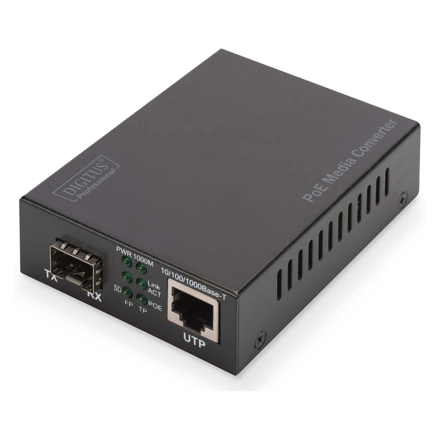 DIGITUS Gigabit PoE Media Converter RJ45–SFP | PSE 30W | DN-82140