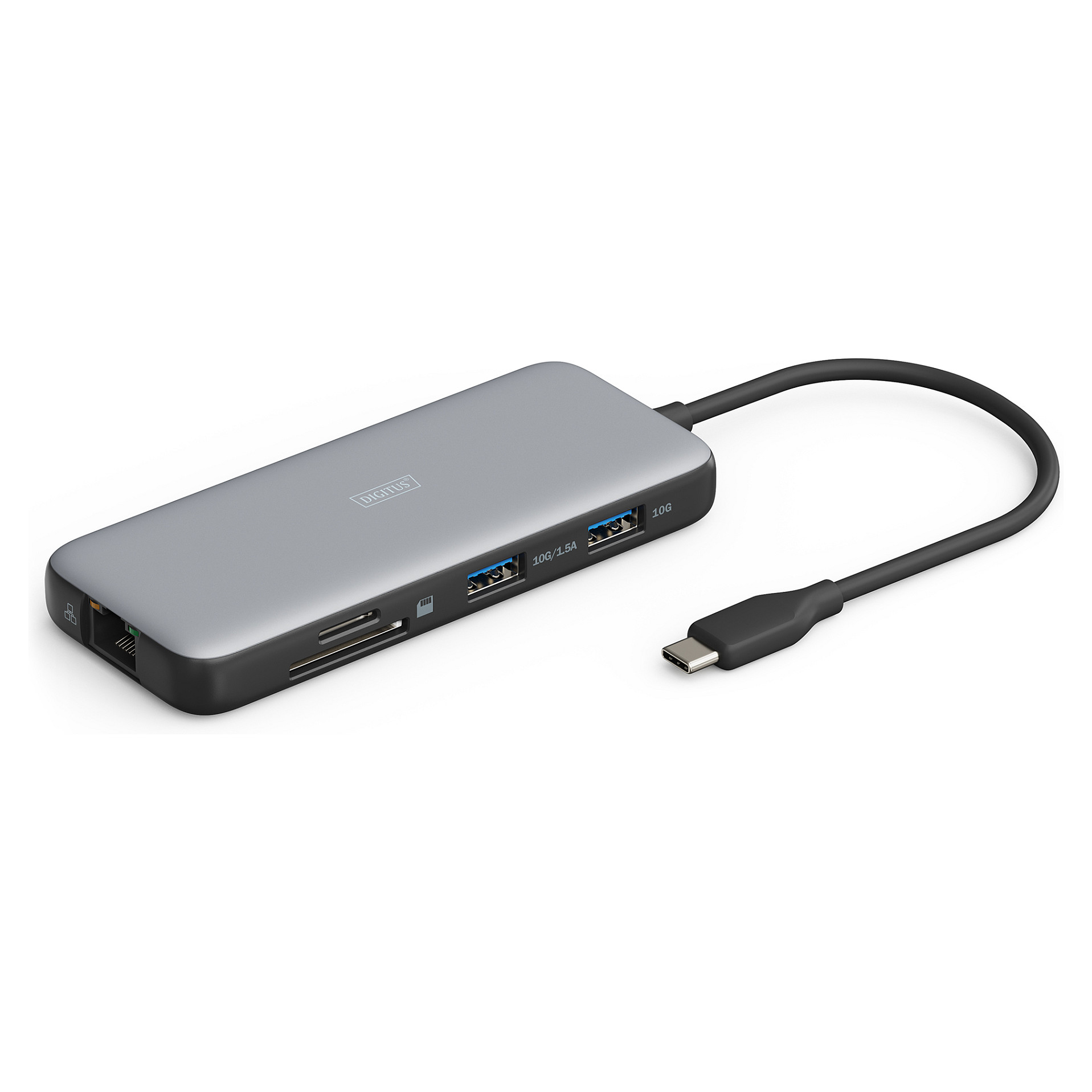 Docking Station Digitus / 1xUSB‑C / 2xHDMI / 2xUSB-A / 1xDisplayPort / LAN / SD + MicroSD - Gri / Zezë