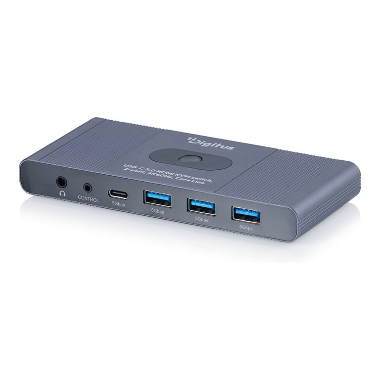 DIGITUS DS-12855 KVM Switch USB-C/HDMI 2-Port 4K@60Hz me USB 3.0 dhe Audio