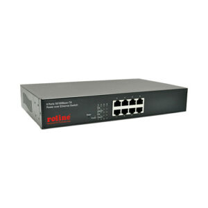 ROLINE 8-Port Fast Ethernet PoE Switch | 8x PoE Ports | 19” Rackmount