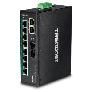 TRENDnet TI-PG102 10-Port Gigabit PoE+ Industrial Switch 240W 8x PoE+ 2x SFP DIN-Rail Rugged Managed-Lite Ethernet Switc