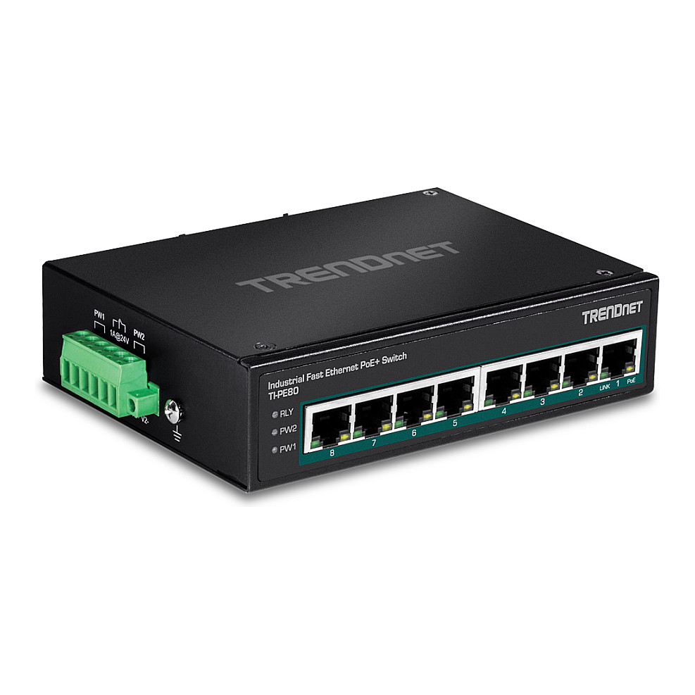 TRENDnet TI-PE80 8-Port Fast Ethernet PoE+ Industrial Switch 200W DIN-Rail Unmanaged - Figura 2