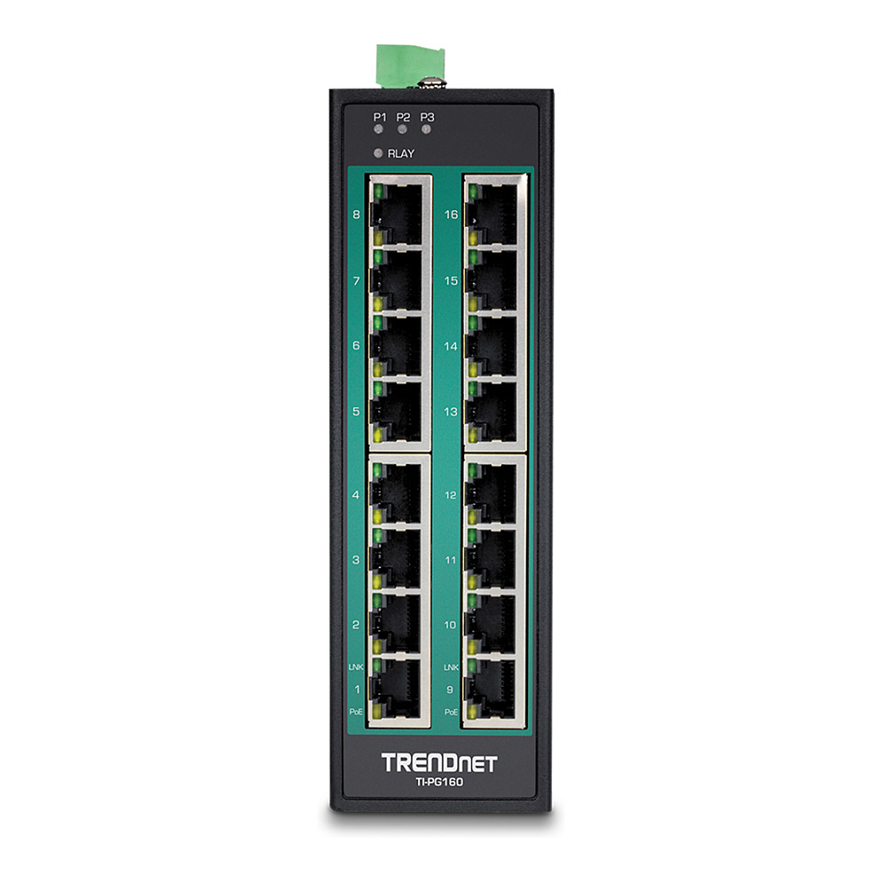 TRENDnet TI-PG160 16-Port Gigabit PoE+ Industrial Switch 240W DIN-Rail L2+ Unmanaged Rugged - Figura 2