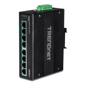 TRENDnet TI-PG80B 8-Port Gigabit PoE+ Industrial Managed Switch 200W DIN-Rail 24–56V Dual Power IP50