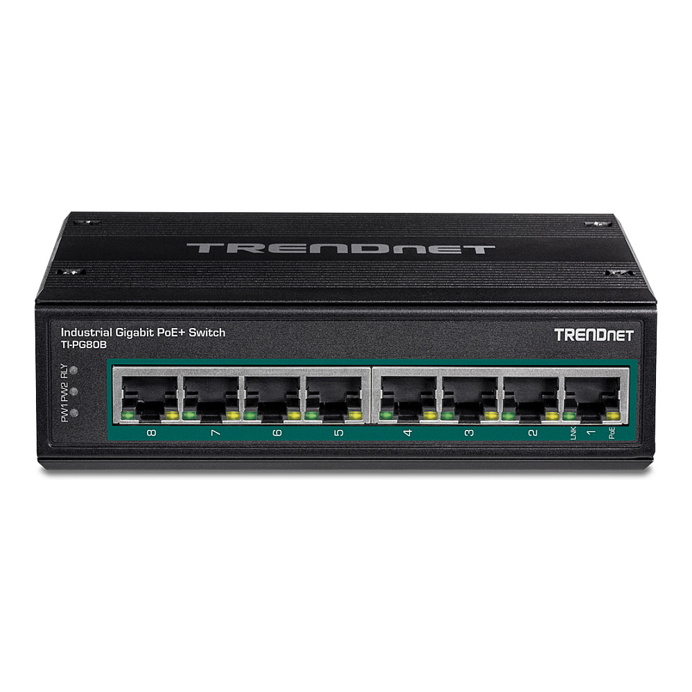 TRENDnet TI-PG80B 8-Port Gigabit PoE+ Industrial Managed Switch 200W DIN-Rail 24–56V Dual Power IP50 - Figura 2
