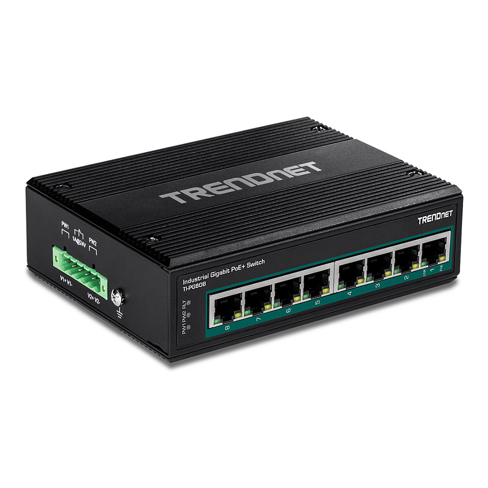 TRENDnet TI-PG80B 8-Port Gigabit PoE+ Industrial Managed Switch 200W DIN-Rail 24–56V Dual Power IP50 - Figura 3