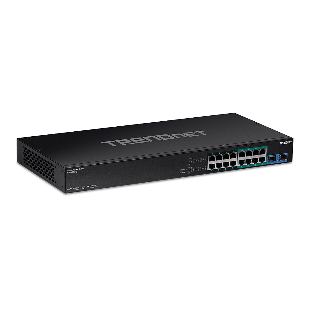 TRENDnet TPE-BG182G 18-Port Gigabit PoE++ Switch 440W 2x SFP Industrial Web Smart Managed Rackmount