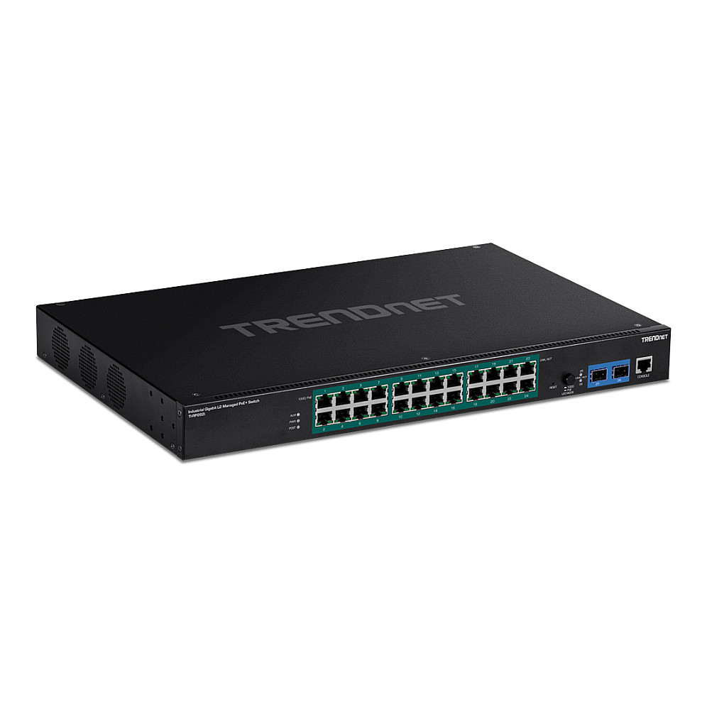 TRENDnet TI-RP262i 24-Port Gigabit PoE+ L2 Managed Switch 2x SFP 685W Rackmount Industrial