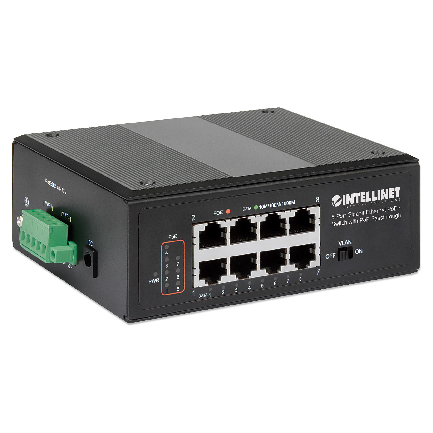 Intellinet 8-Port Gigabit PoE+ Switch DIN Rail 120W PoE Passthrough 95W Input Unmanaged - Figura 2
