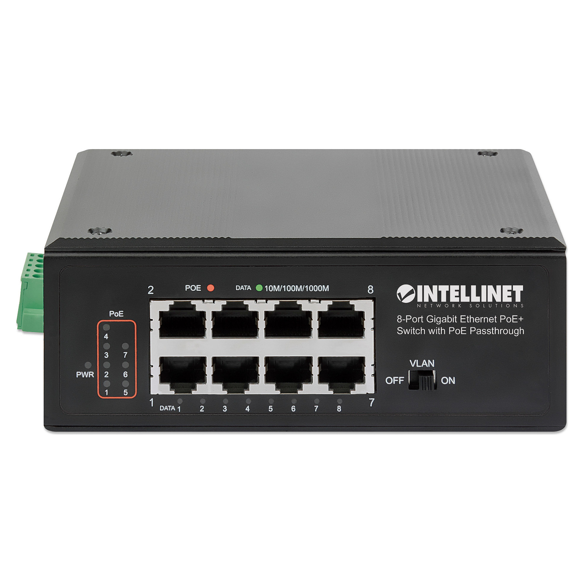 Intellinet 8-Port Gigabit PoE+ Switch DIN Rail 120W PoE Passthrough 95W Input Unmanaged - Figura 3