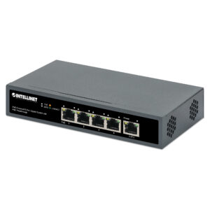 Intellinet 5-Port Gigabit PoE Powered Switch PoE Passthrough Unmanaged 802.3af/at