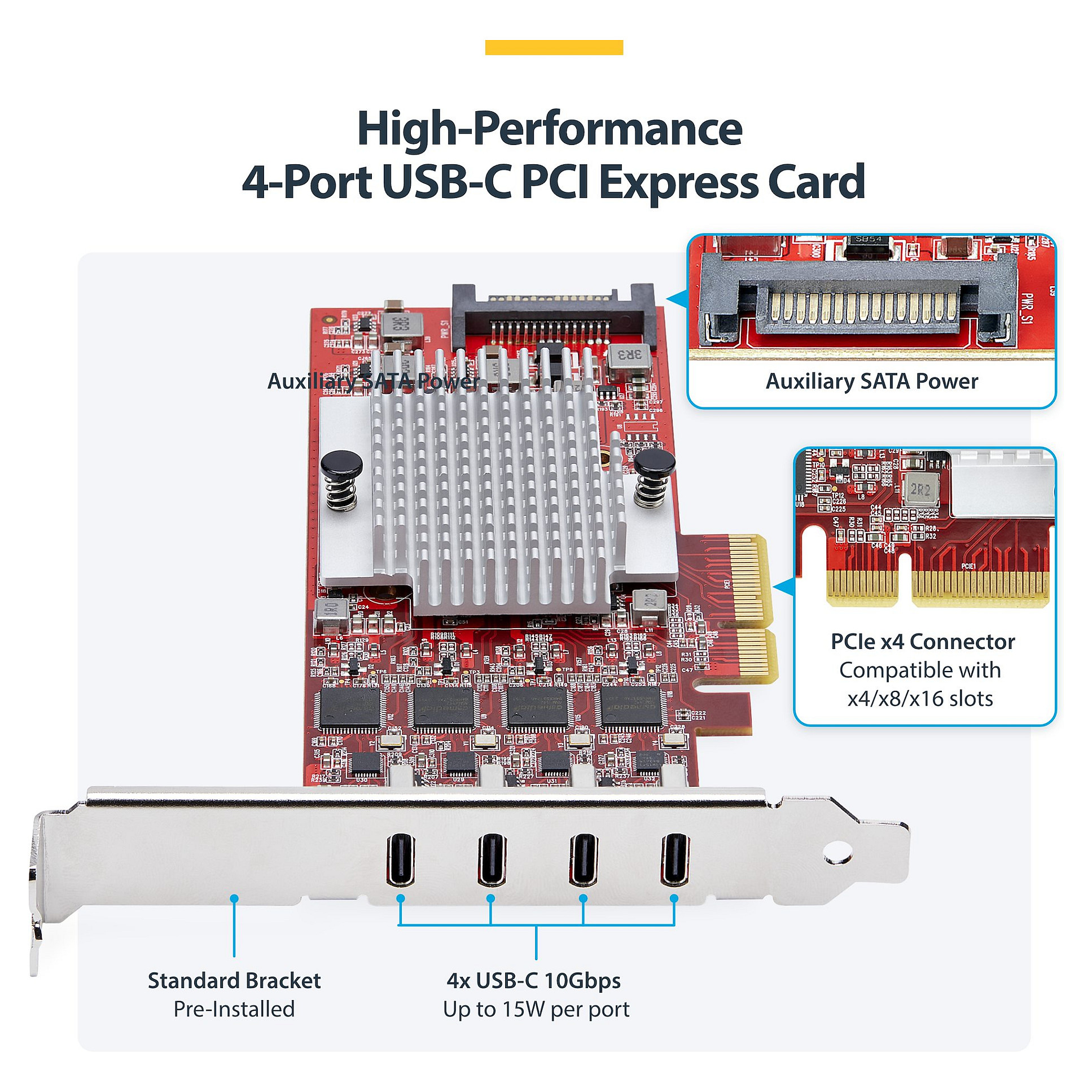 Kartë e rrjetit PCIe USB-C StarTech 4-Port 10Gbps - Figura 4