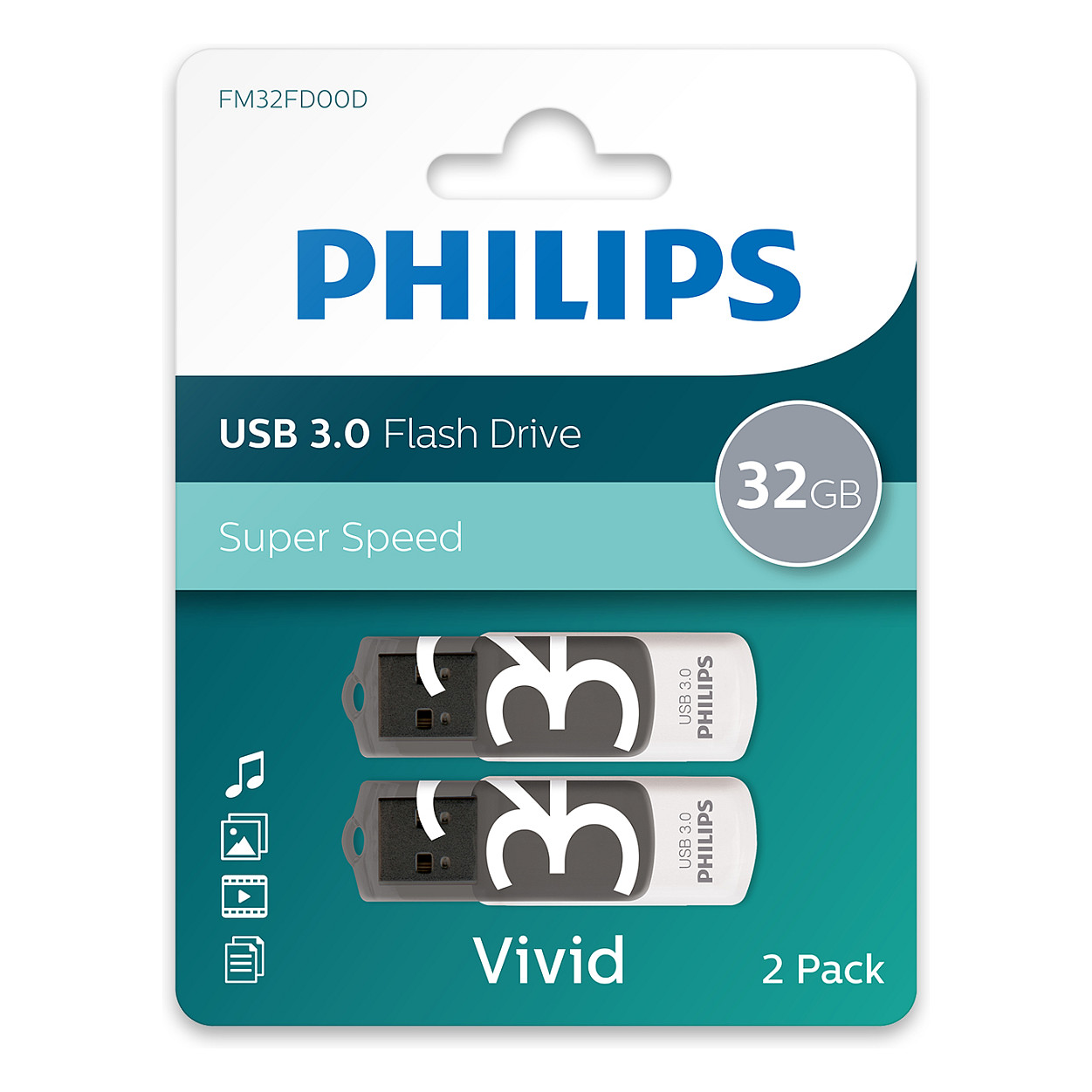 USB Flash Drive Stick Philips USB 3.0 2-Pack 32GB Vivid Edition Shadow Grey - Figura 3