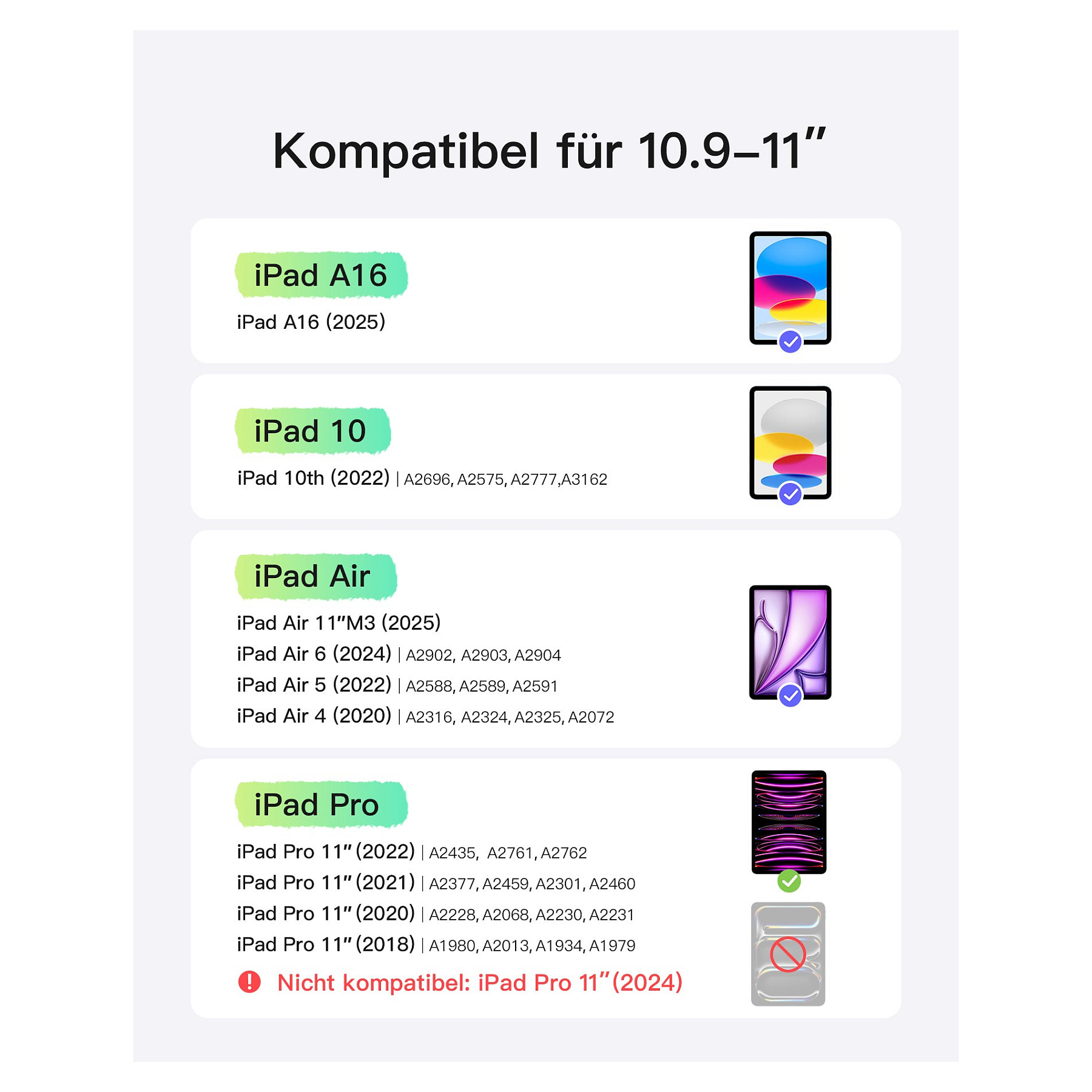 Aksesorë për tablet Inateck Keyboard for iPad 11" / iPad Air 4/5 Gen / QWERTZ – Gjelbër - Figura 4