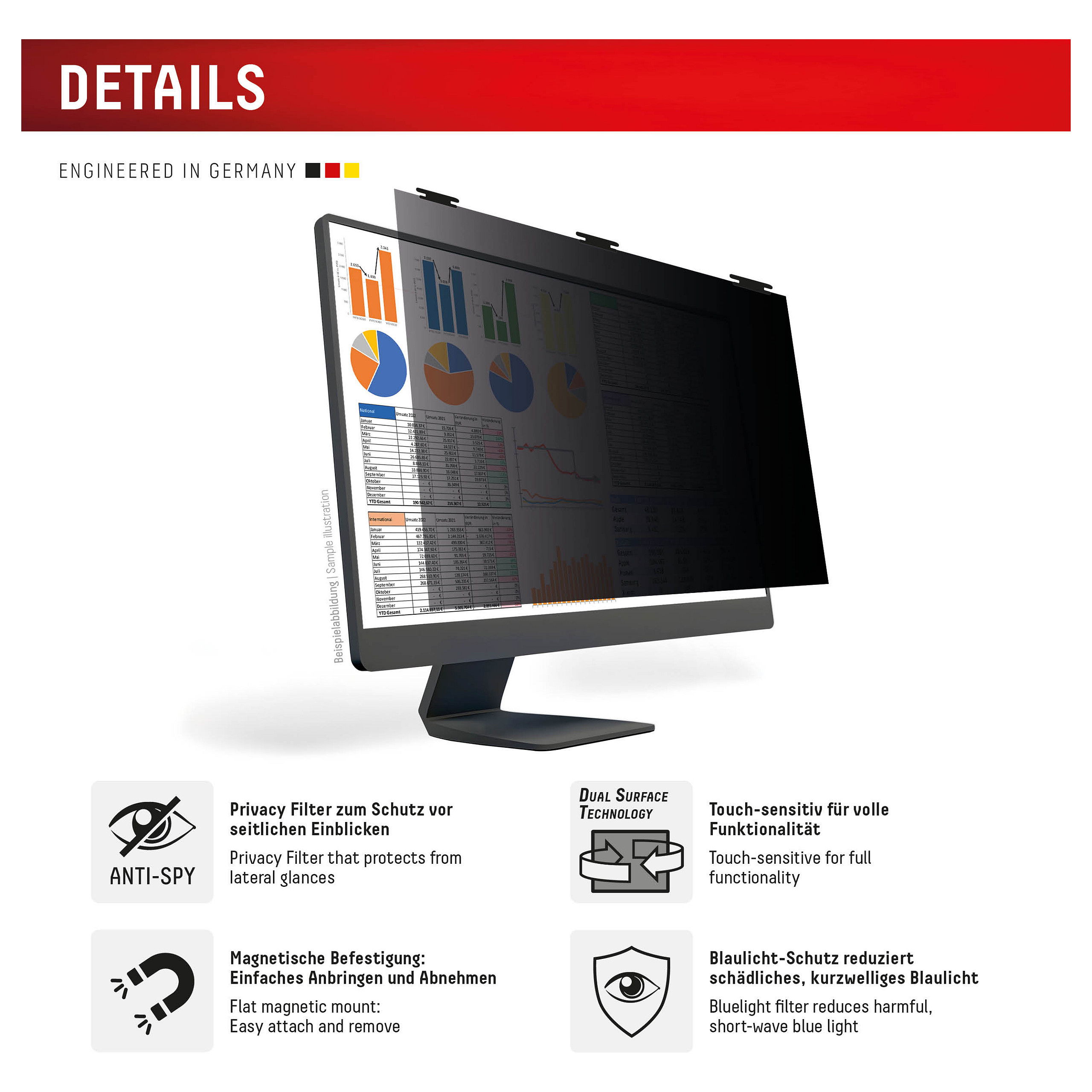 Xham mbrojtës Displex Privacy Safe për monitor 27" 16:9 - Figura 2