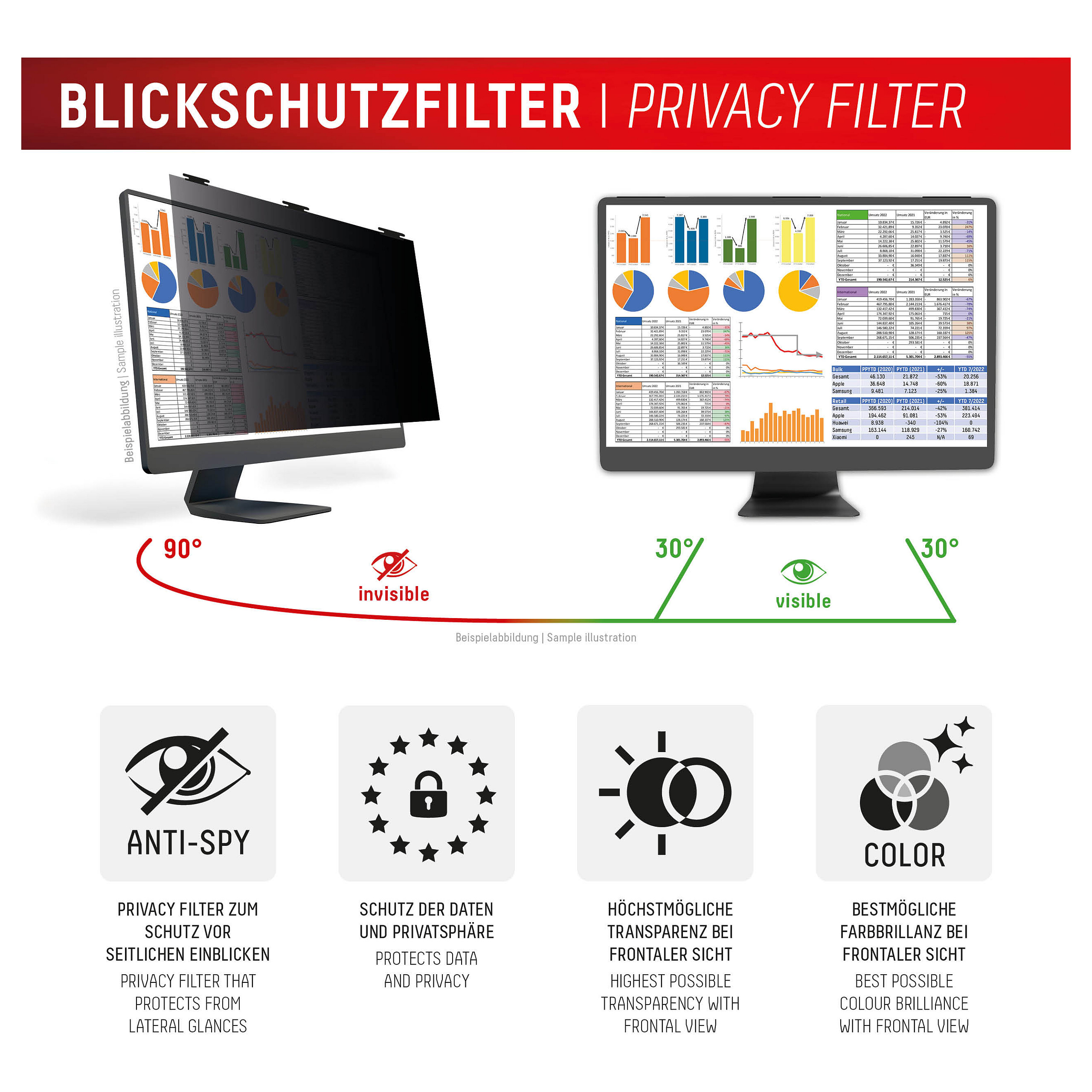 Xham mbrojtës Displex Privacy Safe për monitor 27" 16:9 - Figura 3