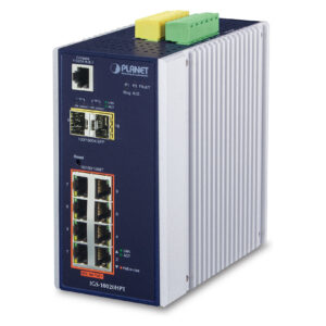 Switch PLANET / Managed L2+ / 8‑Port Gigabit + 2xSFP / PoE+ 802.3at /