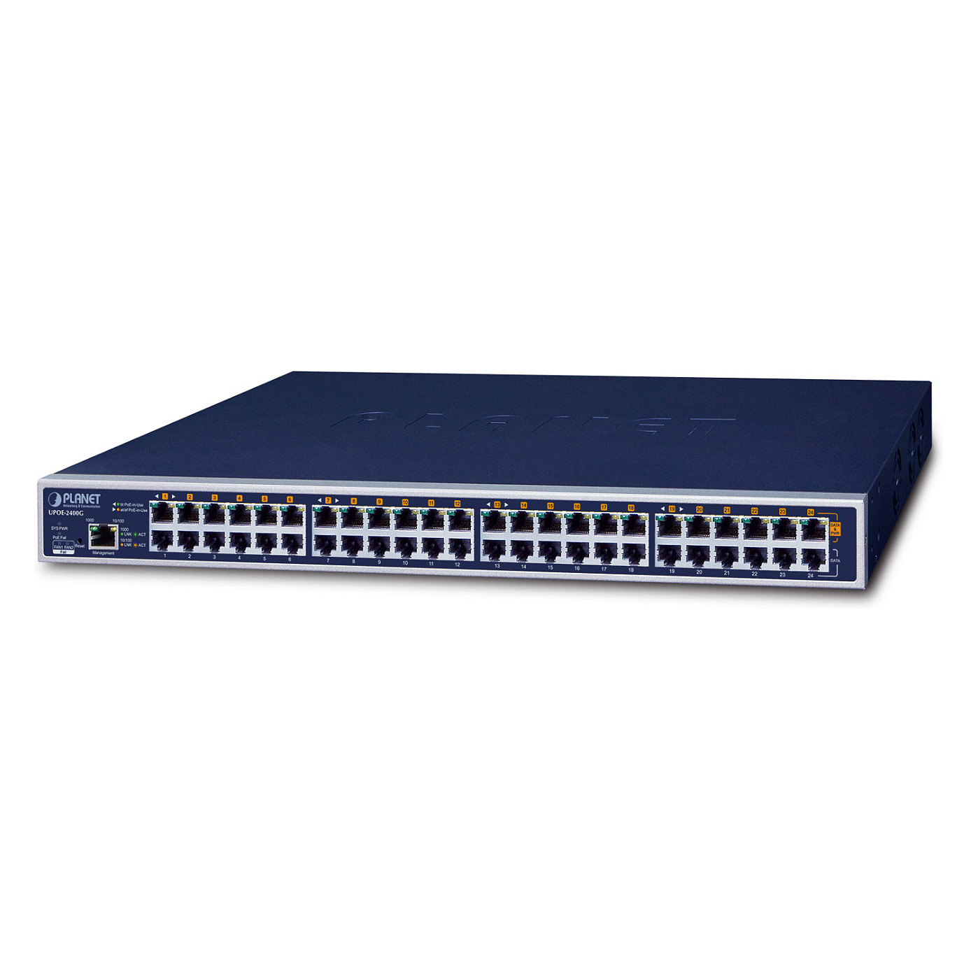 PoE Injector Hub PLANET UPOE‑2400G / 24‑Port Gigabit / 95W / IEEE 802.3bt / 600W