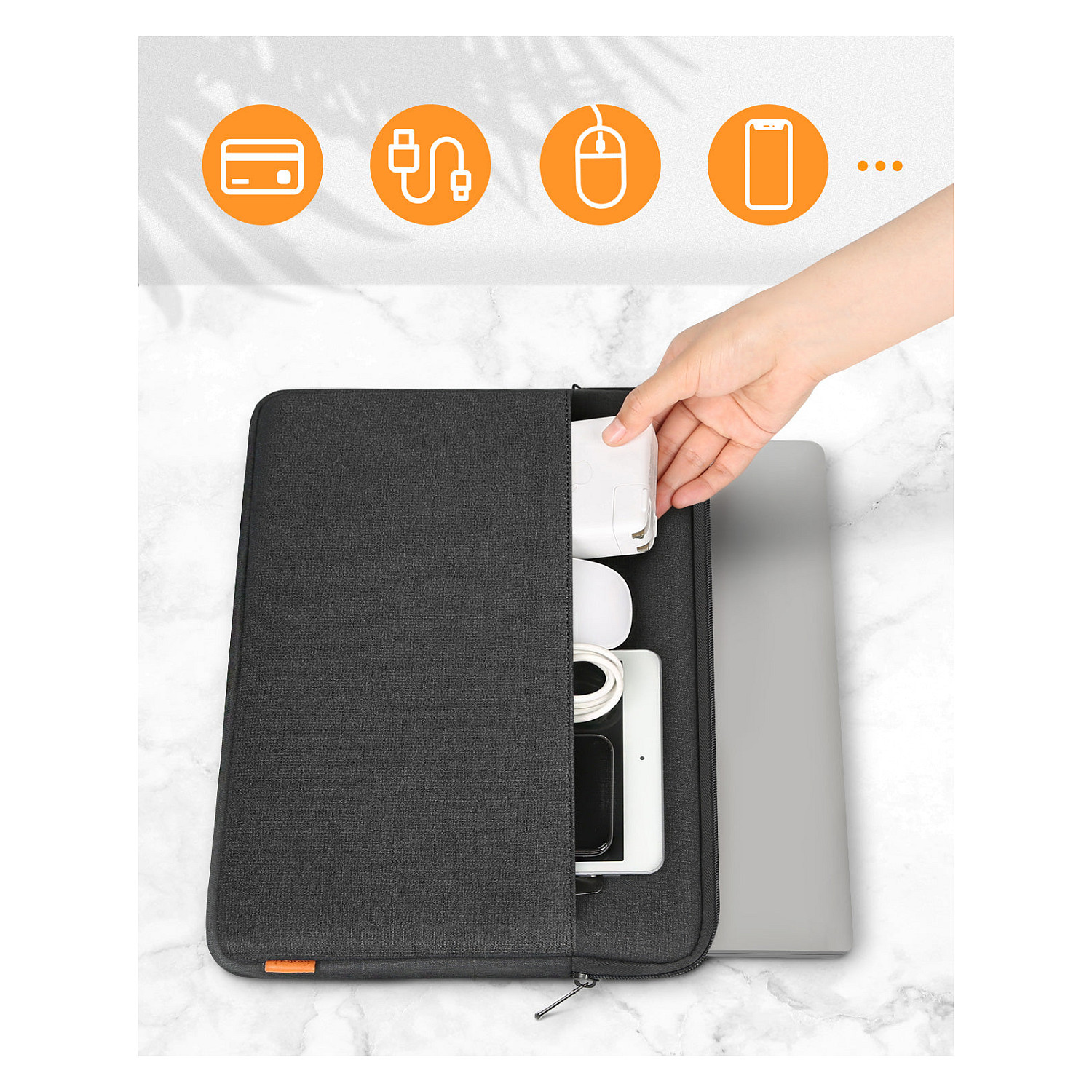 Çantë për laptop Inateck 15.6” me xhep për aksesorë LB01005-15 – Zezë - Figura 2