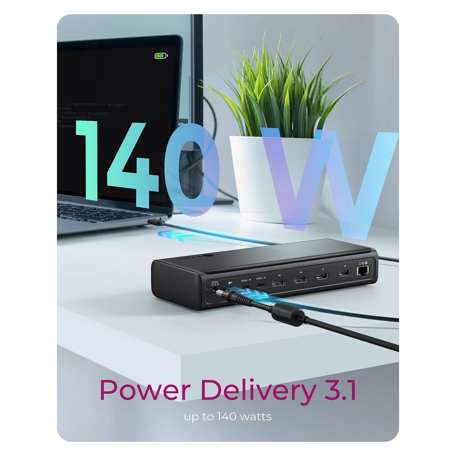 Docking Station ICY BOX IB‑DK7401‑CU31 / 4xUSB‑C / 4xUSB-A / 2xHDMI / 2xDisplayPort / LAN / SD + Micro SD - Zezë - Figura 5