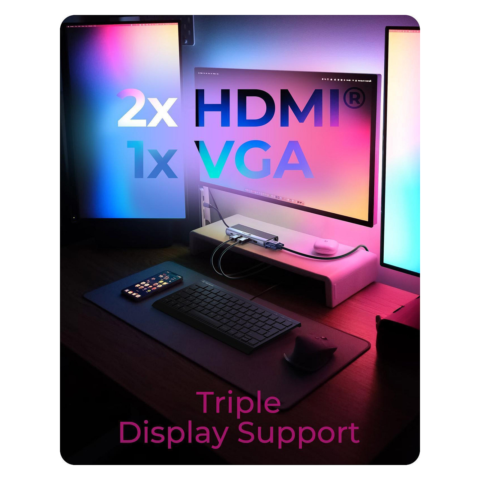 Docking Station ICY BOX IB‑DK4062‑CPD / 1xUSB‑C / 4xUSB-A / 2xHDMI / 1xVGA / LAN - Argjend - Figura 4