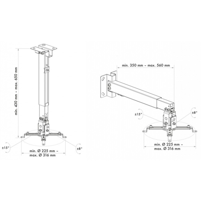 Schwaiger BDH Höhe 430-650mm Max.20KG neig-drehbar weiß - Figura 3
