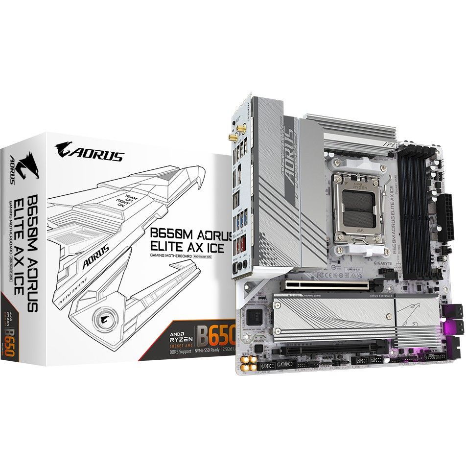 Pllakë Amë Gigabyte B650M A ELITE AX ICE DDR5 mATX