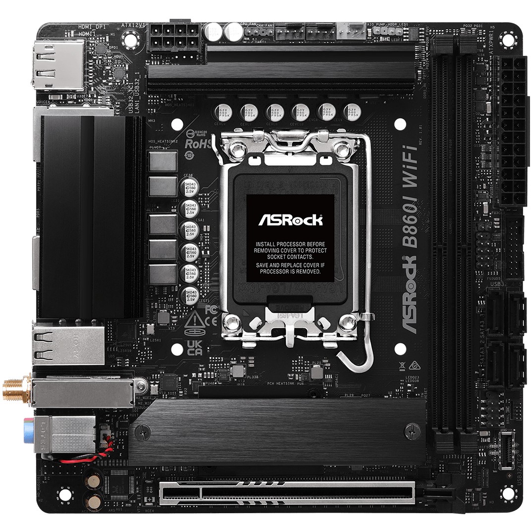 Pllakë Amë MB Intel Asrock B860I WiFi / LGA 1851 / mITX / DDR5 / HDMI+DP - Figura 2