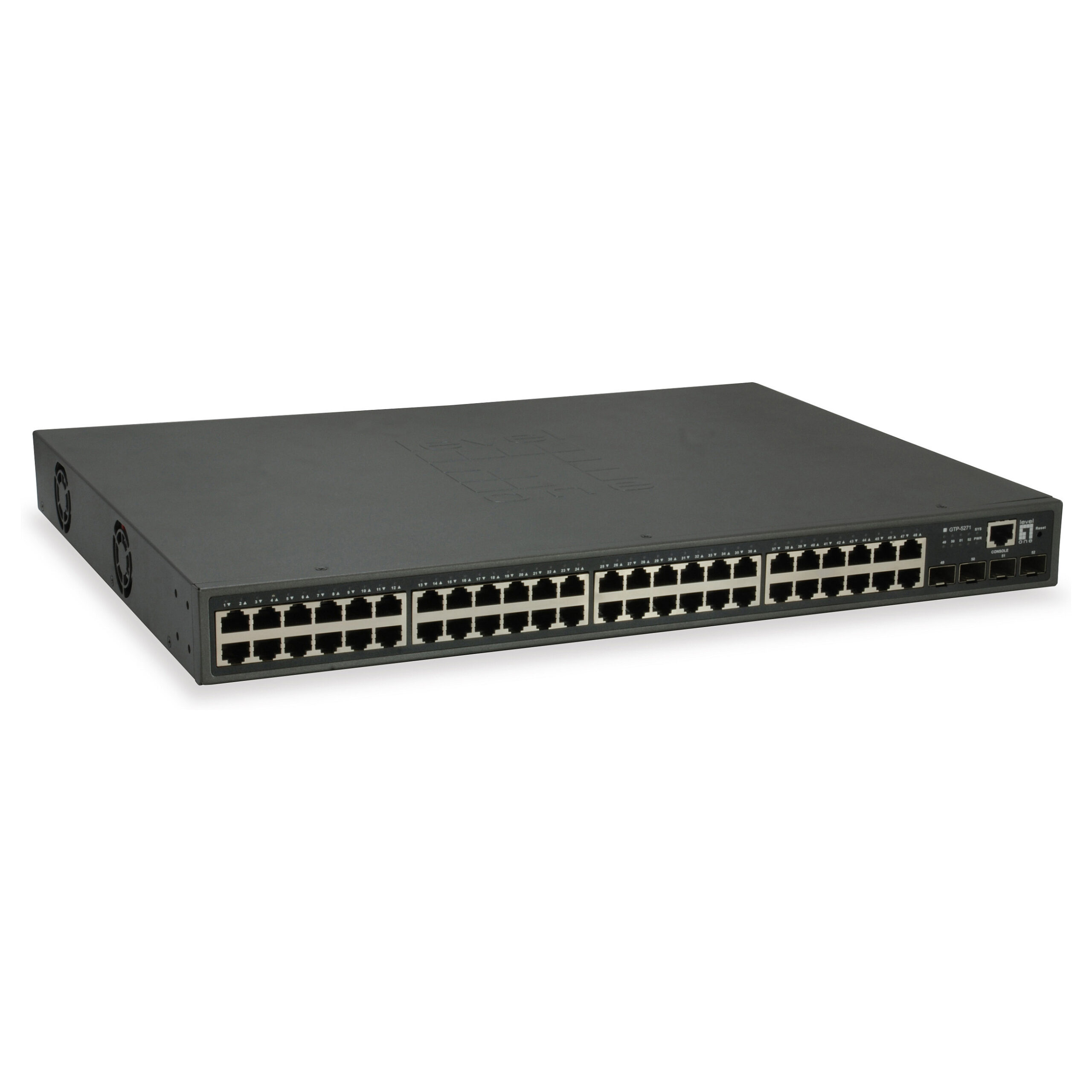 LevelOne GTP-5271 52-Port L3 Lite Managed Gigabit PoE Switch, 48-Port PoE+, 400W Budget, 4x 10G SFP+ Uplink