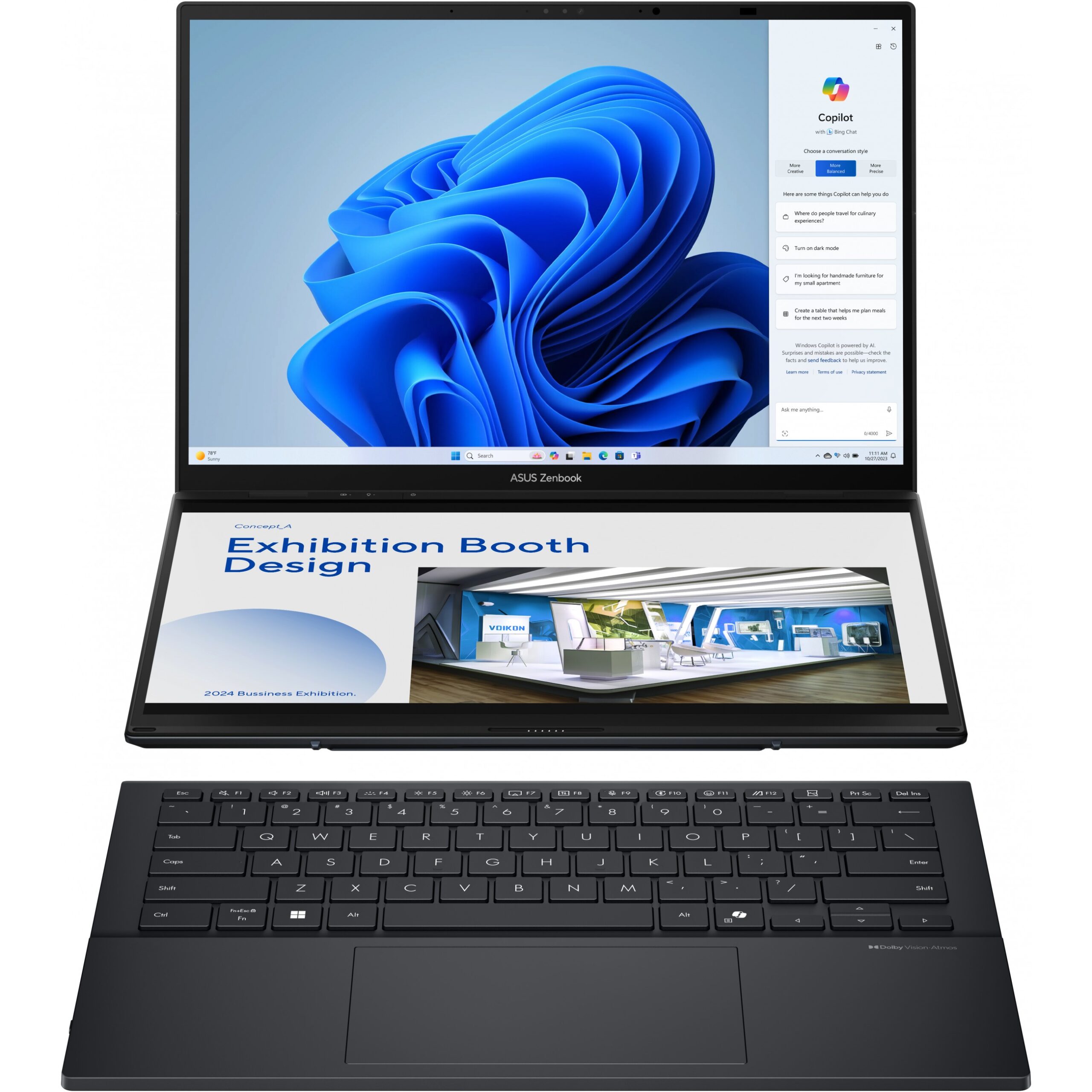 Laptop ASUS ZenBook Duo / Ultra 9-285H / 32GB LPDDR5 / 2TB / 14" 3K OLED Touch / Intel Arc 140T / DE / Gri