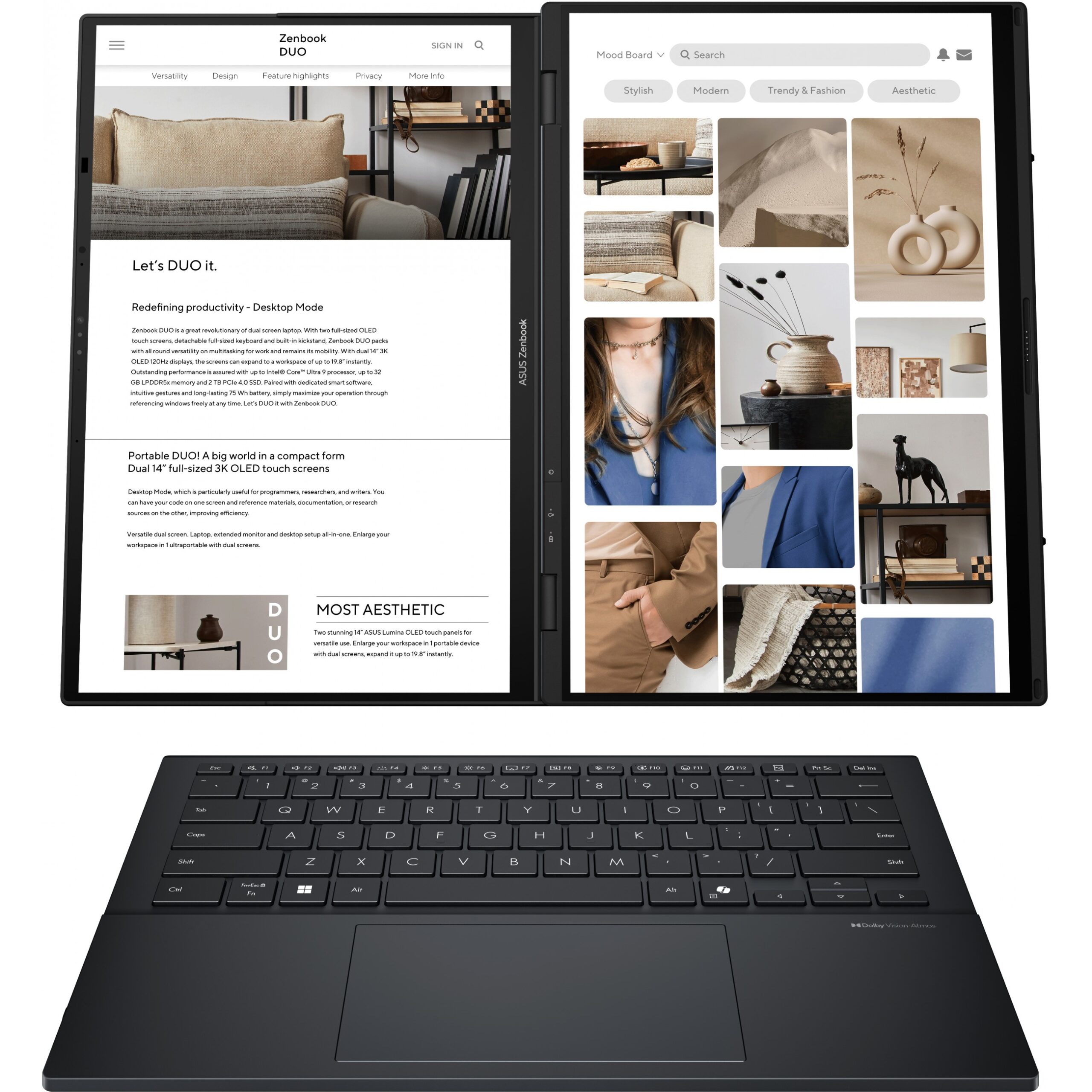 Laptop ASUS ZenBook Duo / Ultra 9-285H / 32GB LPDDR5 / 2TB / 14" 3K OLED Touch / Intel Arc 140T / DE / Gri - Figura 2