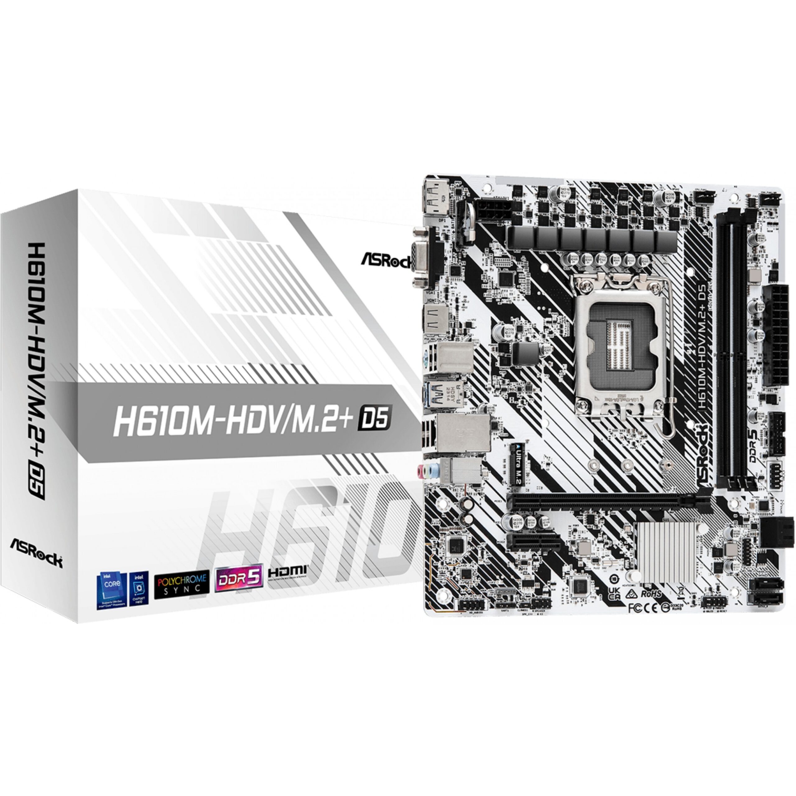 Pllakë Amë MB Intel ASROCK H610M-HDV/M.2+ D5 / LGA 1700 / DDR5 / HDMI+VGA+DP