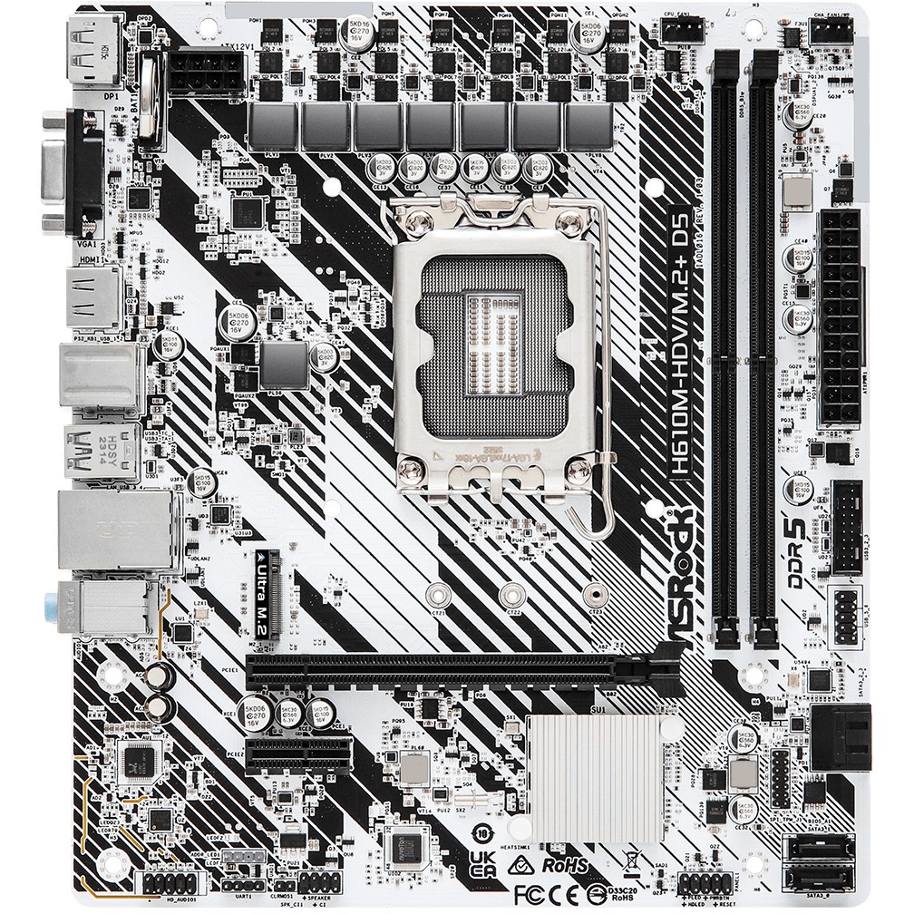 Pllakë Amë MB Intel ASROCK H610M-HDV/M.2+ D5 / LGA 1700 / DDR5 / HDMI+VGA+DP - Figura 2