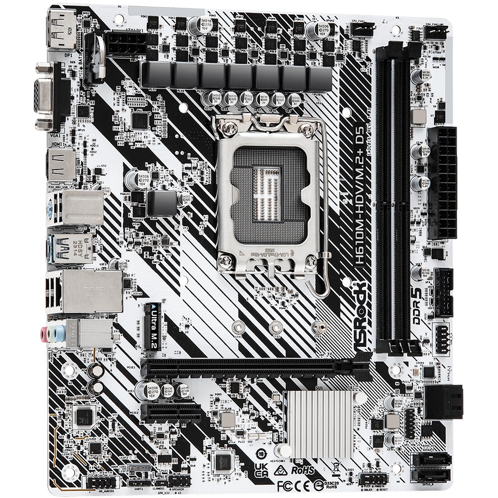 Pllakë Amë MB Intel ASROCK H610M-HDV/M.2+ D5 / LGA 1700 / DDR5 / HDMI+VGA+DP - Figura 4