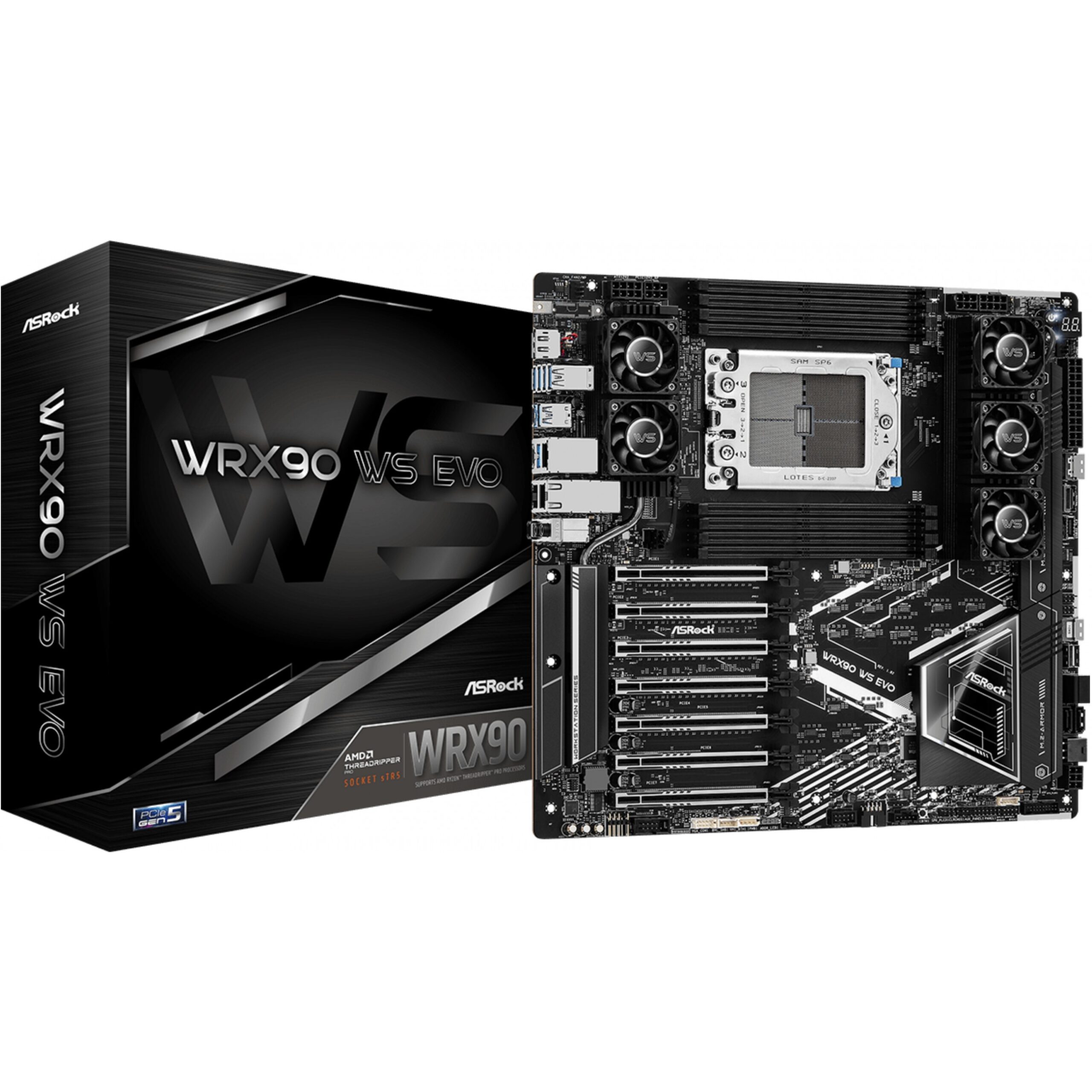 Pllakë Amë AMD ASRock WRX90 WS EVO / AMD sTR5 WRX90 / DDR5 / DP