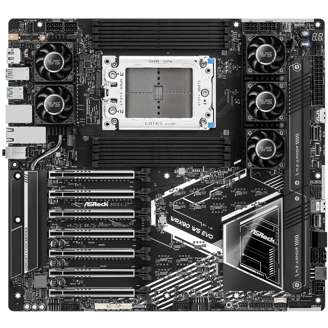 Pllakë Amë AMD ASRock WRX90 WS EVO / AMD sTR5 WRX90 / DDR5 / DP - Figura 2