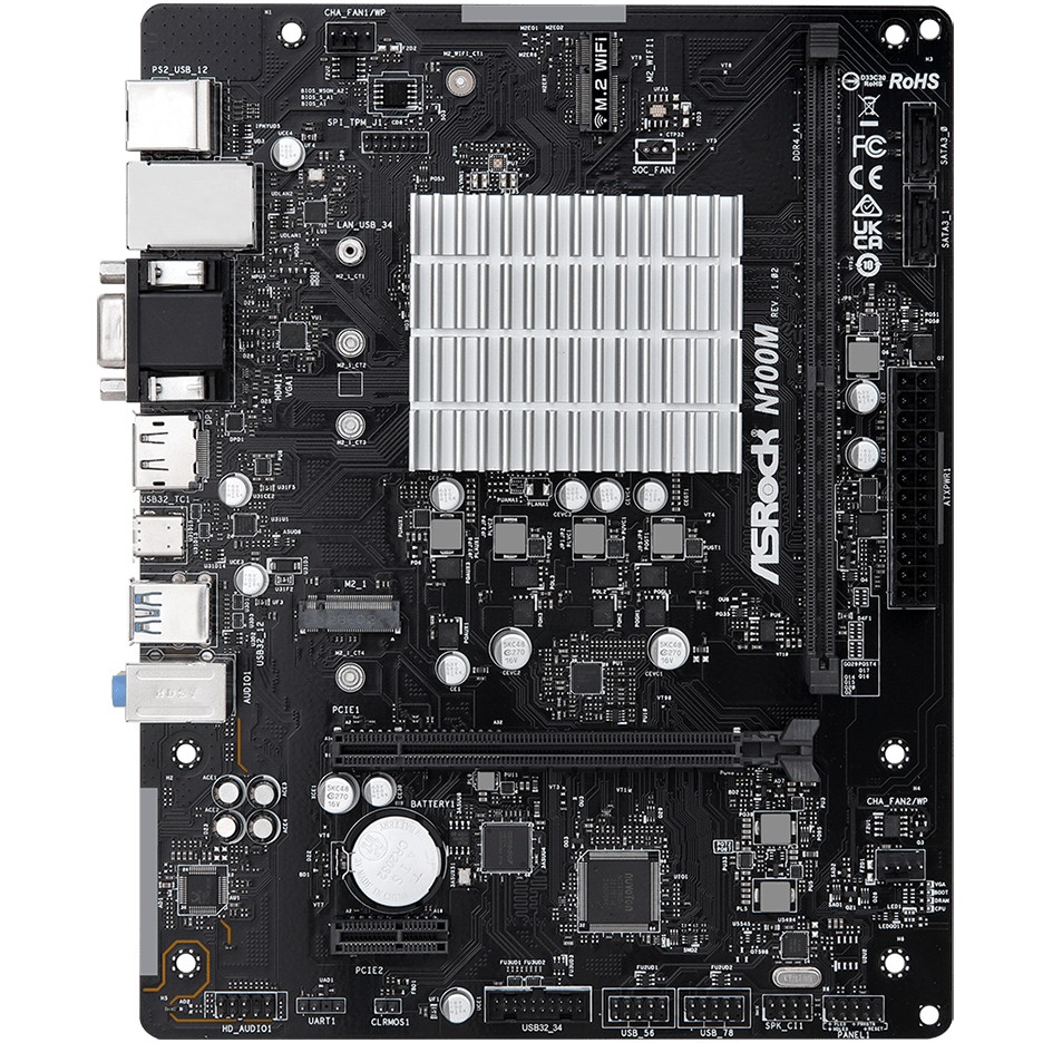 Pllakë Amë MB Intel ASROCK N100M mATX / DDR4 / 32GB / HDMI+VGA+DP
