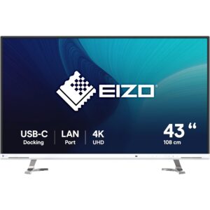 Ekran Prezantues EIZO EV4340X-WT / 42.5"/ 4K Ultra HD IPS / LCD / 60Hz / 5ms / USB + HDMI + DisplayPort + HDCP - Bardhë/Argjend