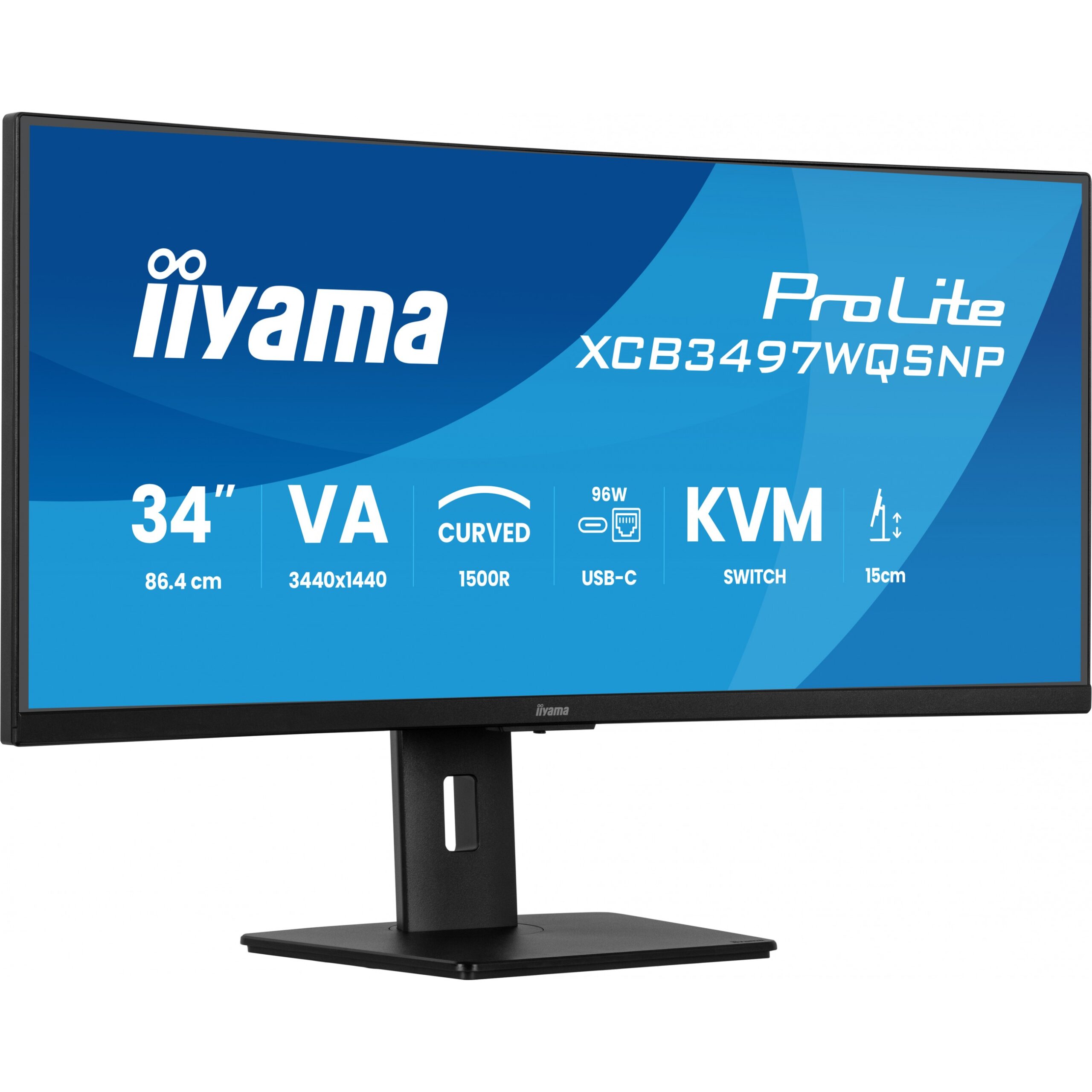 Monitor i lakuar iiyama ProLite XCB3497WQSNP-B1 / 34" UWQHD VA 0.4ms 120Hz / HDMI DP USB-C Speaker / e zezë