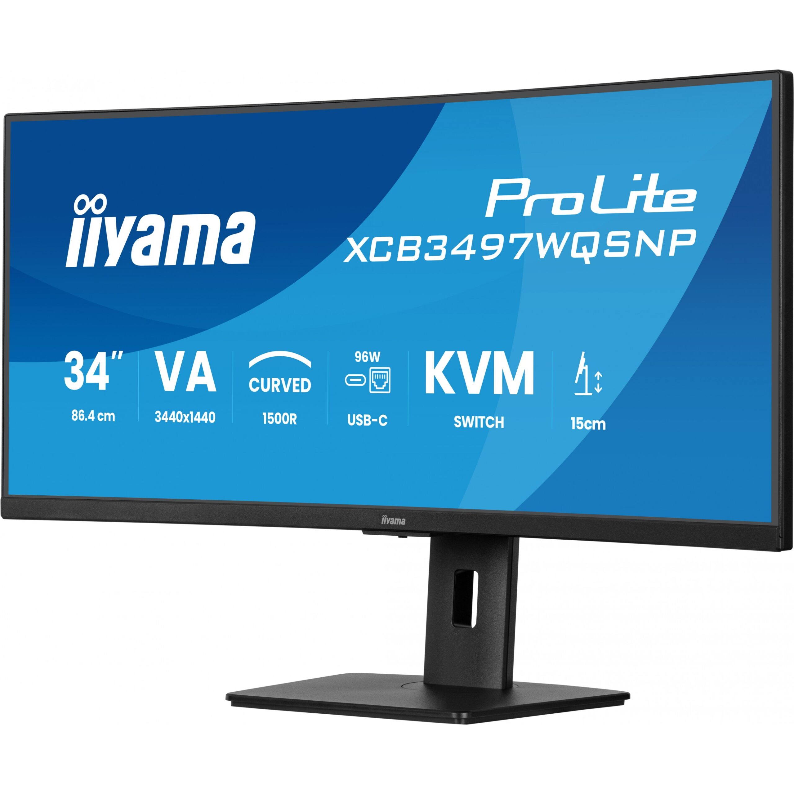 Monitor i lakuar iiyama ProLite XCB3497WQSNP-B1 / 34" UWQHD VA 0.4ms 120Hz / HDMI DP USB-C Speaker / e zezë - Figura 2