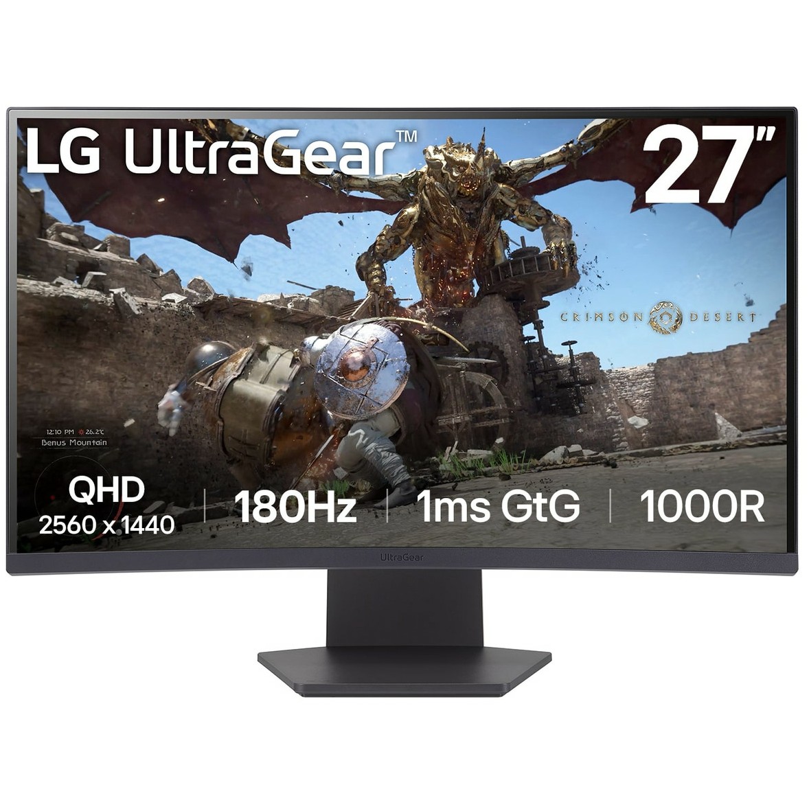 Monitor Gaming i lakuar LG 27GS60QX-B UltraGear / 27" Quad HD 180 Hz 1 ms Curved / HDMI DP / e zezë