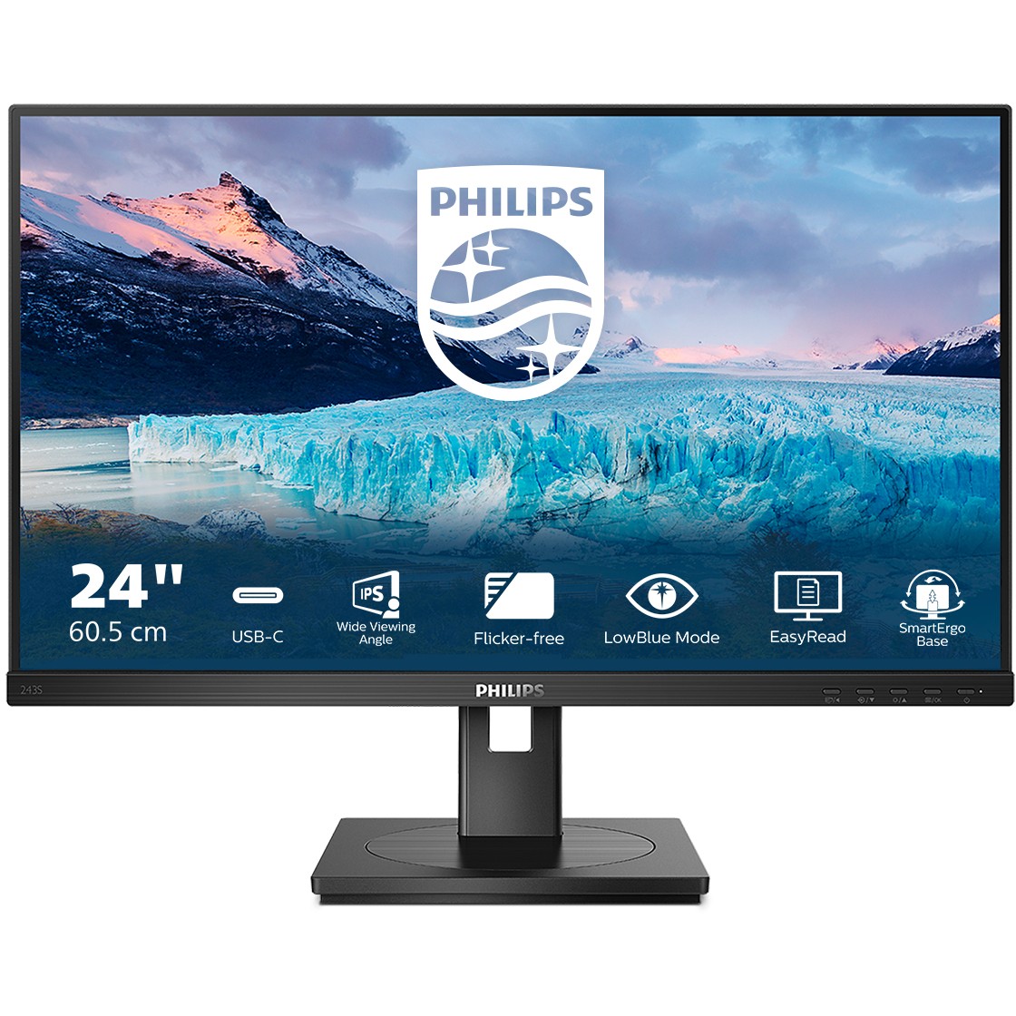 Monitor Philips 243S1 / 23.8″ / Full HD IPS LCD / 75Hz / 4ms / USB + HDMI + DP + USB-C - Zezë
