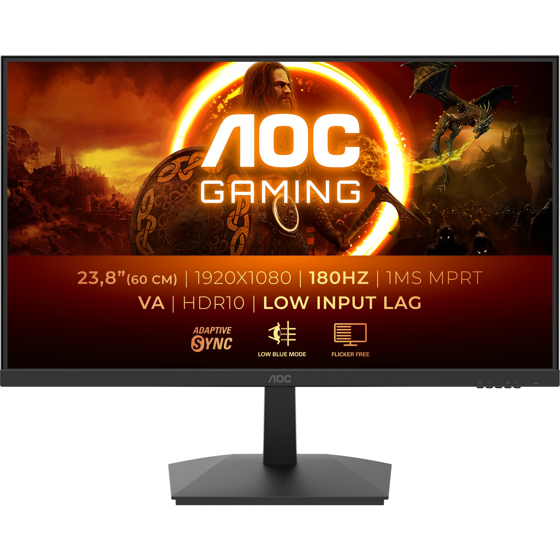 Monitor AOC 24G15N2 / 23.8″ / Full HD LED VA / 16:9 / 180 Hz / 1ms / 2x HDMI + DP / E zezë