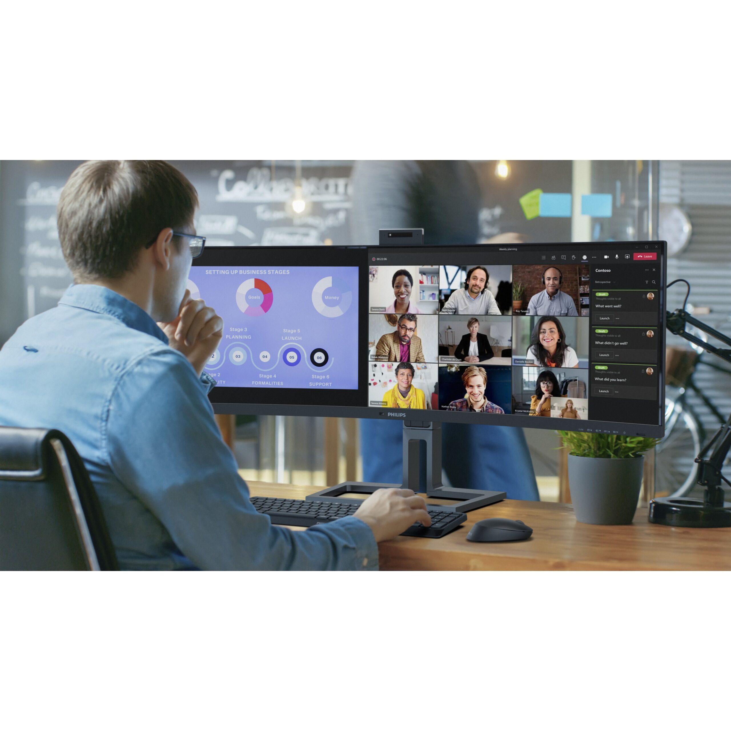 Monitor i lakuar Philips 45B1U6900CH / 44.5" UltraWide Dual Quad HD VA 75 Hz 4 ms Curved / HDMI+DP+USB-C / e zezë - Figura 3